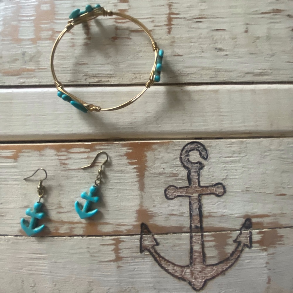 Anchor Bracelet and Earring Set